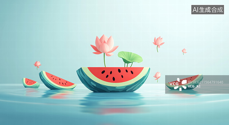 【AI数字艺术】清凉夏日西瓜图图片素材