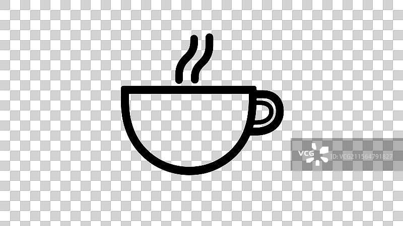 简单黑色轮廓的咖啡杯，冒着蒸汽图片素材