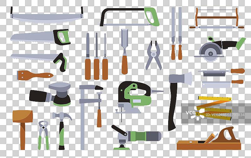 木工工具套件贴纸收藏图片素材