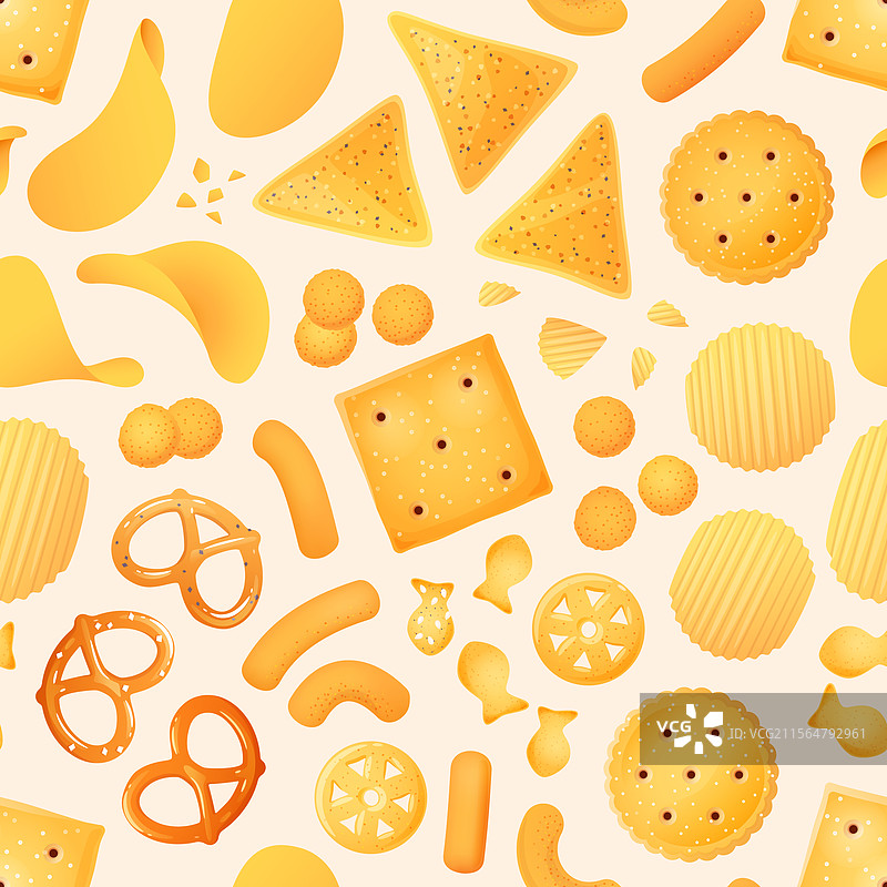卡通咸味小吃无缝图案酥脆图片素材