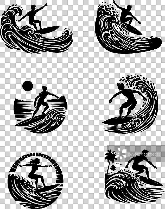 冲浪者图标集图片素材