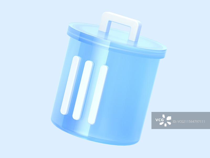 科技蓝透光玻璃回收站垃圾桶智能概念图标图片素材