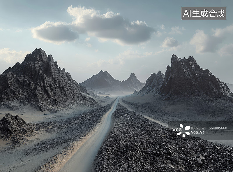 【AI数字艺术】荒凉的山脉景观图片素材