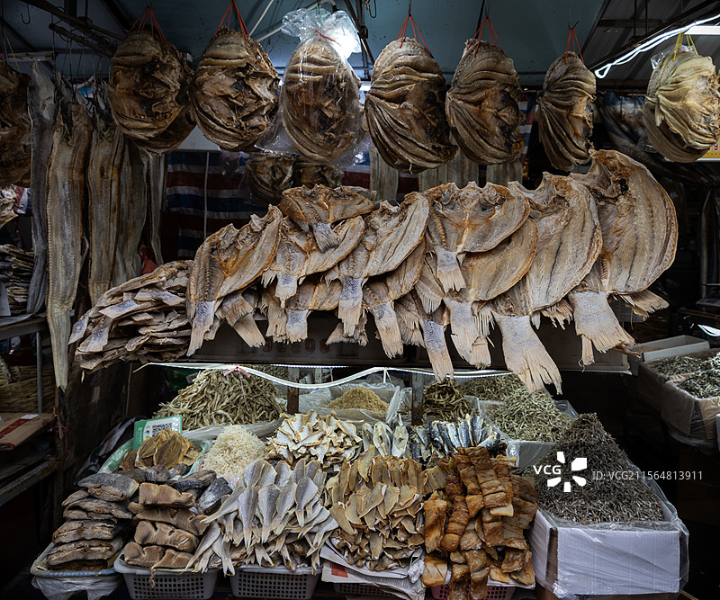 海口市东门市场里的鱼干 鱼获 海产品图片素材