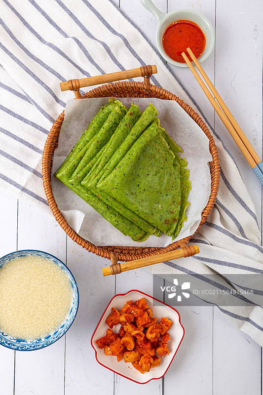翡翠青菜煎饼图片素材
