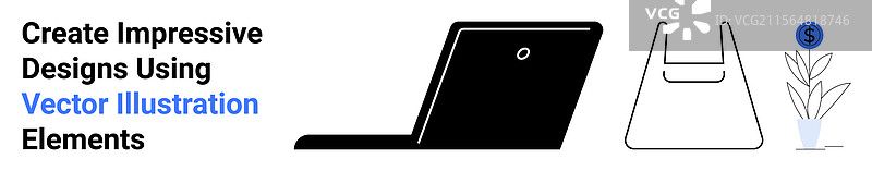 现代笔记本电脑环保包和植物与美元硬币图片素材