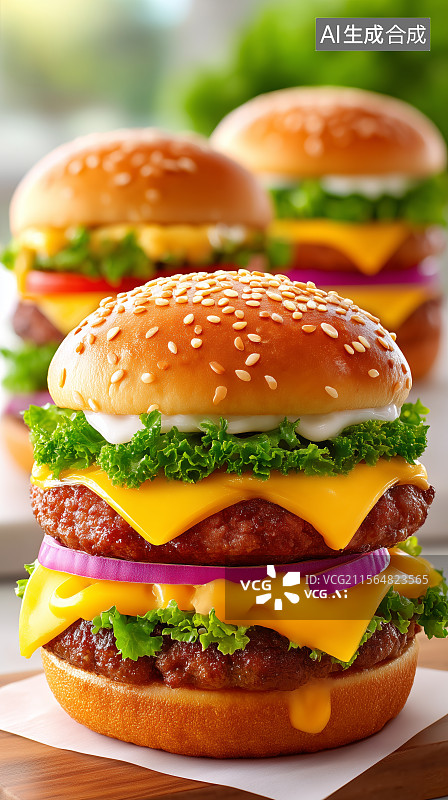 【AI数字艺术】美味的芝士汉堡图片素材