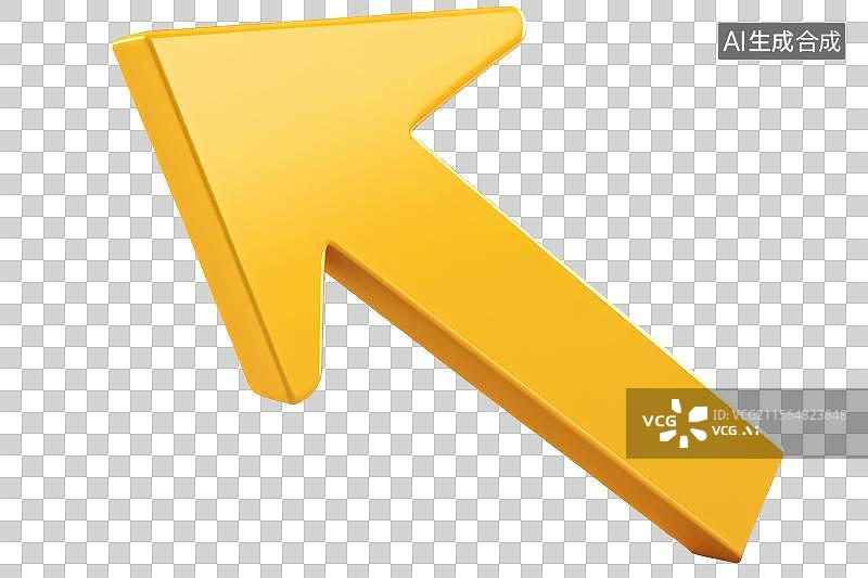 【AI数字艺术】3D渲染免扣图元素黄色卡通箭头图片素材