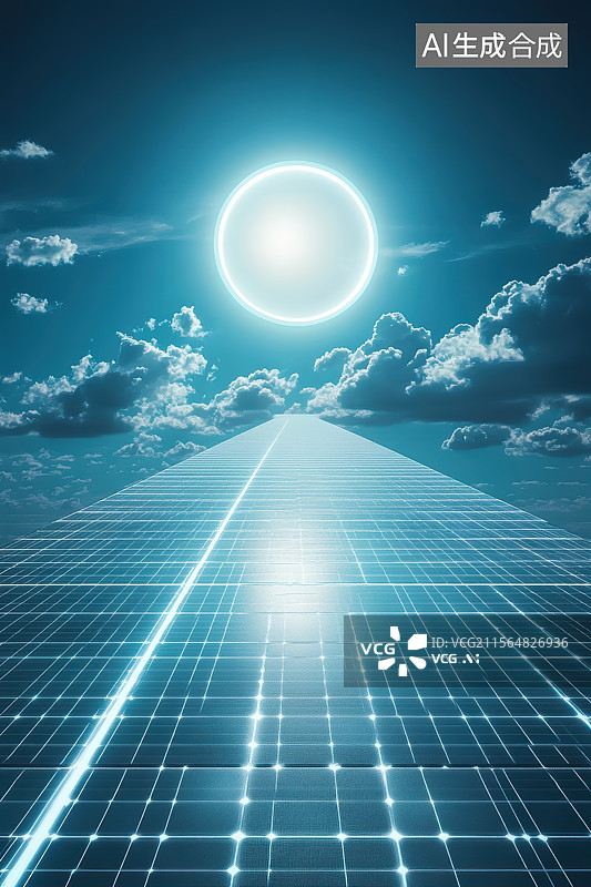 【AI数字艺术】太阳能板昼夜交替图片素材