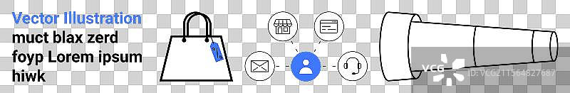 数字化客户旅程与购物袋图片素材