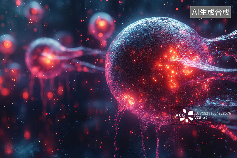 【AI数字艺术】微观世界发光球体科幻能量场图片素材