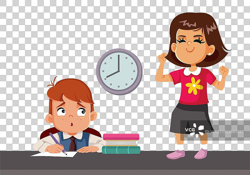 调皮的学生在课堂上跳舞桌子上图片素材