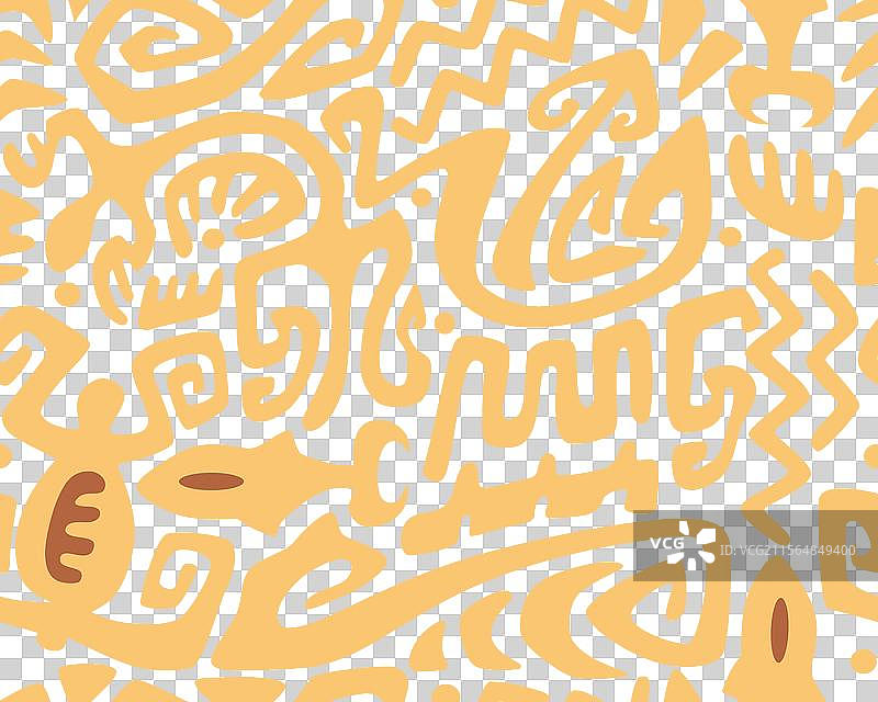 波利尼西亚图案、提基无缝图案、阿兹特克风格图片素材