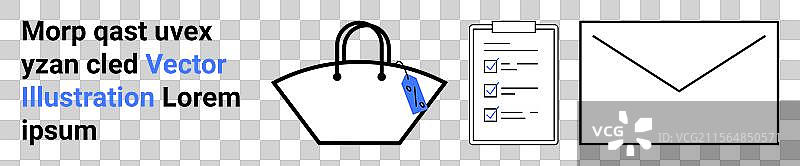 购物袋、清单、夹板和信封图片素材