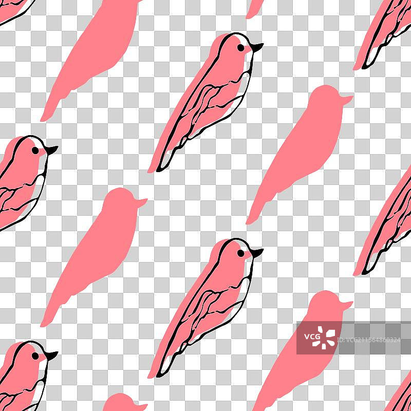 无缝图案的风格化粉色鸟类图片素材