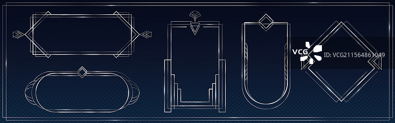 了不起的盖茨比艺术装饰风格银框套装图片素材