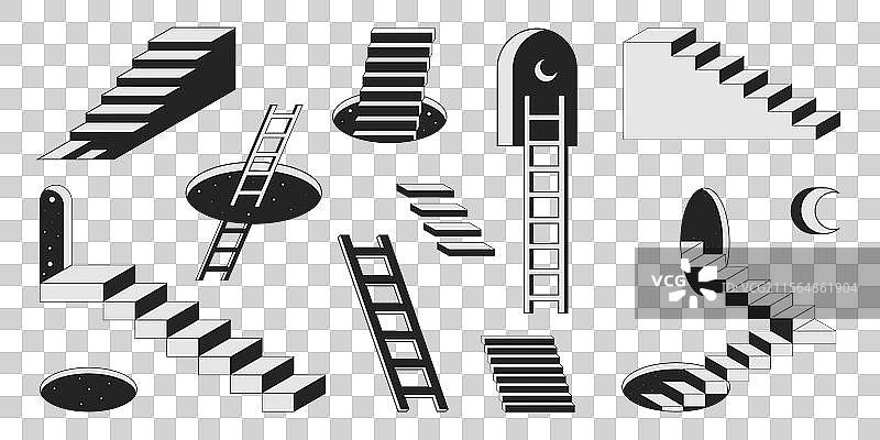 复古梯子和楼梯图片素材