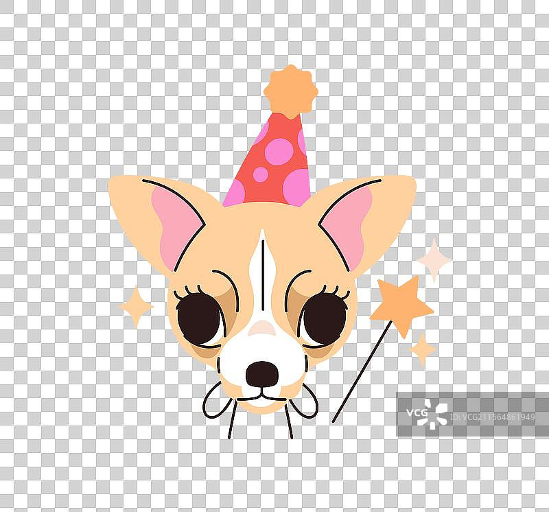 可爱的吉娃娃头像，戴着巫师帽图片素材