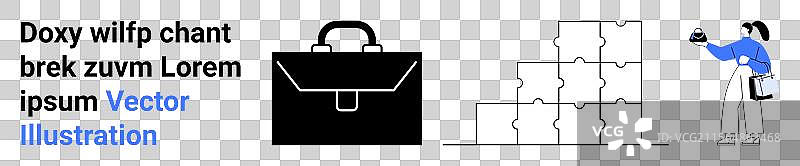 商业概念与公文包拼图块图片素材