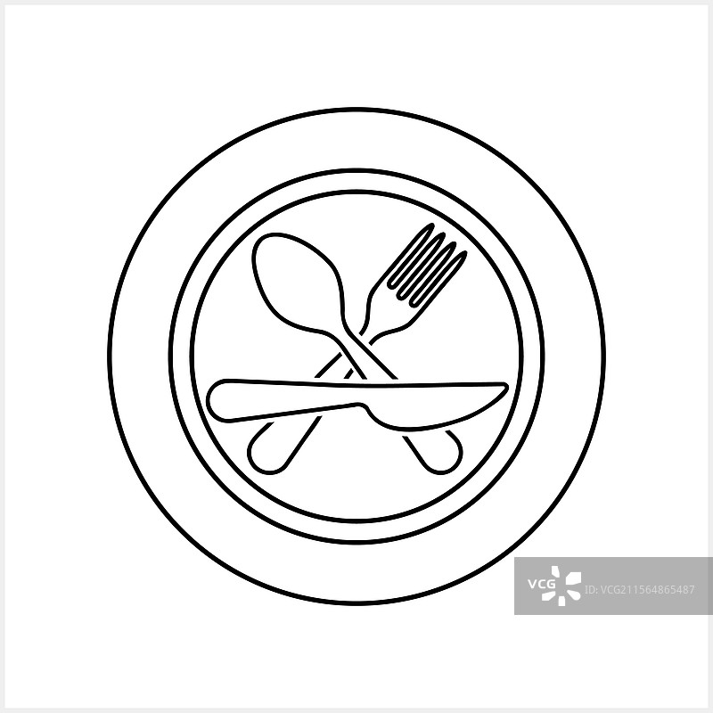 餐具图标：刀、叉、勺、盘子图片素材