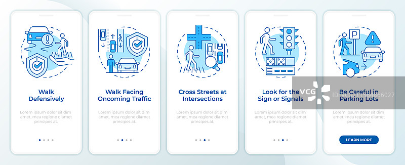 行人安全蓝色入职移动应用程序图片素材