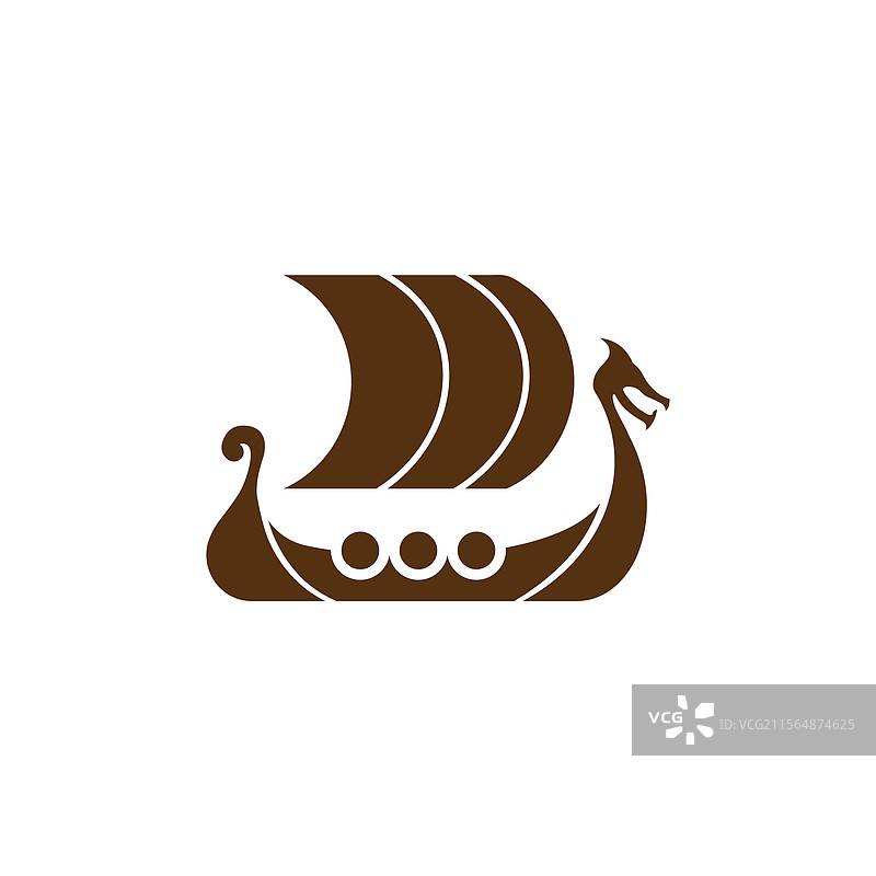 北欧战舰标志，带有盾牌和帆图片素材