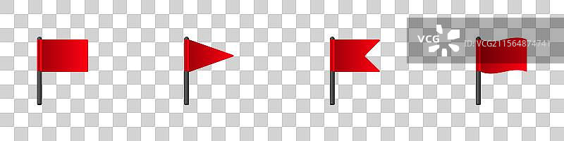 四面简单的红旗竖在杆子上图片素材