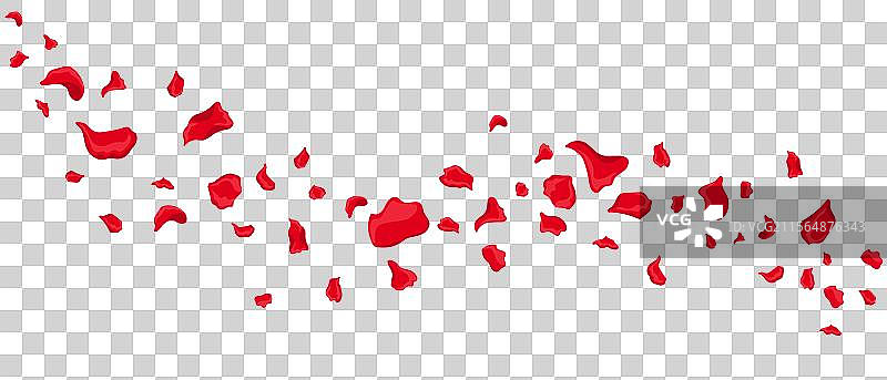 优雅的玫瑰花瓣飞舞，营造浪漫氛围图片素材