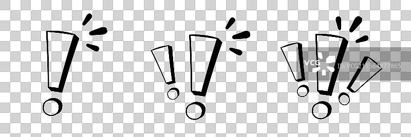 三个感叹号与表现线条图片素材