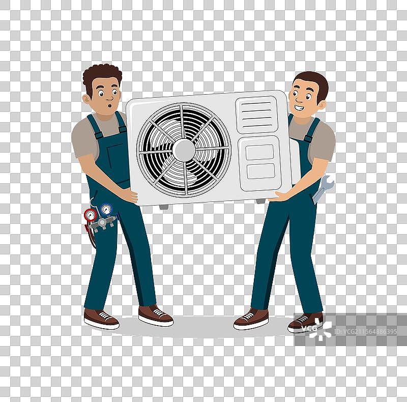 空调维修技术员卡通形象图片素材