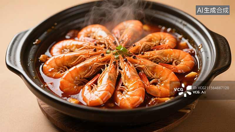 【AI数字艺术】油闷大虾，鲜香四溢图片素材