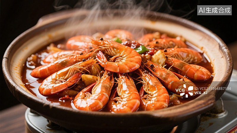 【AI数字艺术】油闷大虾，鲜香四溢图片素材