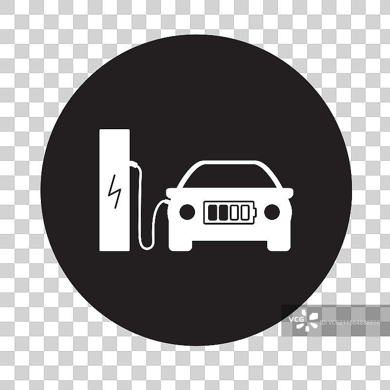 电动车在充电站的圆形图标图片素材