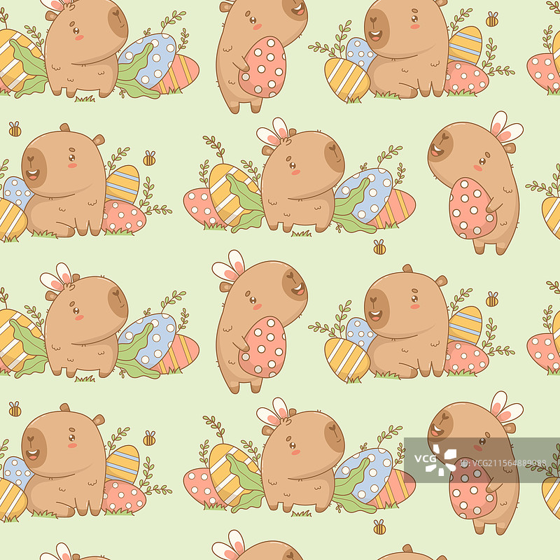 复活节无缝图案可爱的复活节水豚图片素材