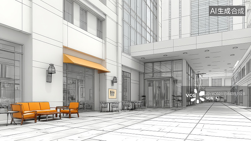 【AI数字艺术】现代建筑入口设计图图片素材