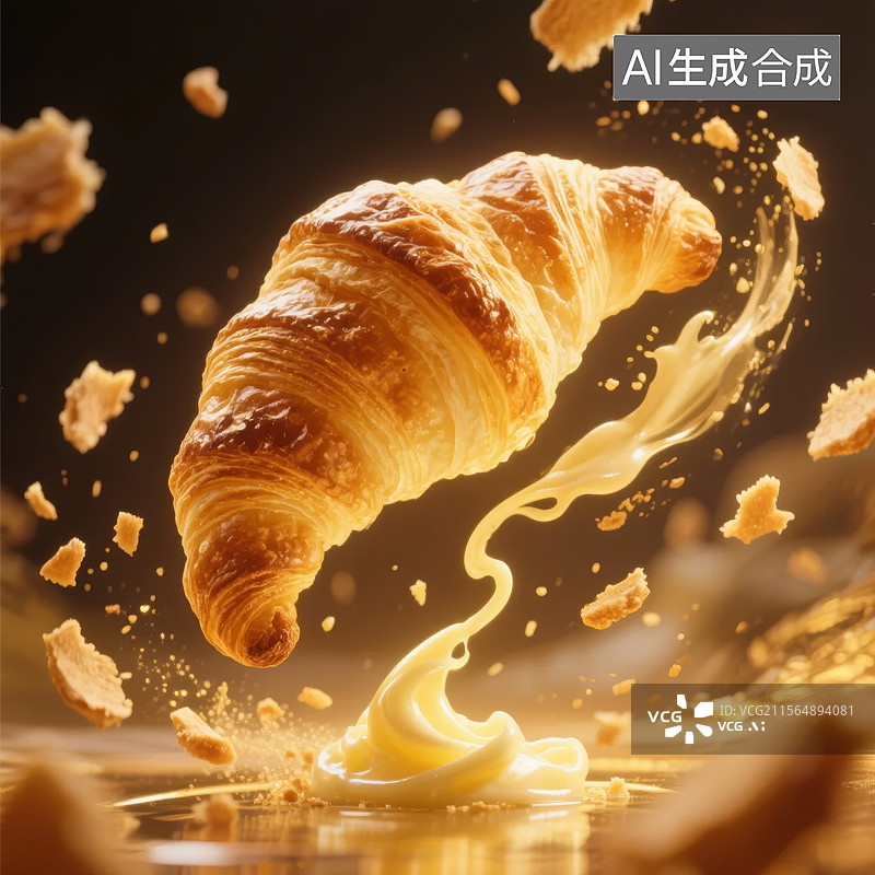 【AI数字艺术】羊角面包与融化的黄油图片素材
