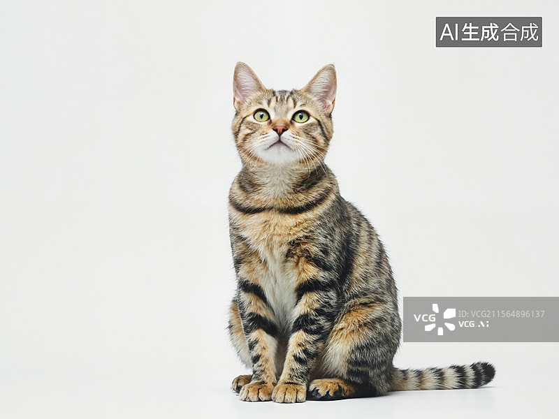 【AI数字艺术】猫咪仰望天空图片素材