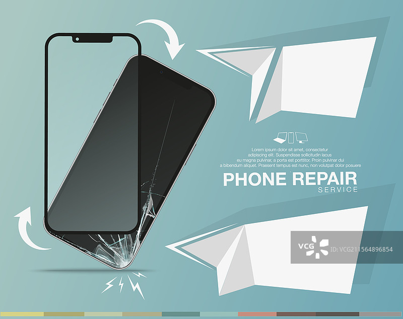 手机维修服务中的破损显示屏图片素材