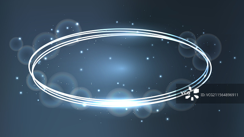 霓虹椭圆框架，带有闪光效果和星星点点的光芒图片素材