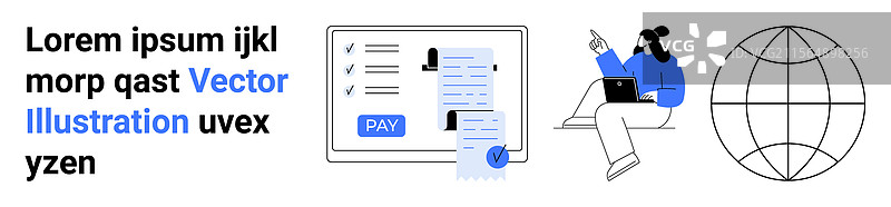 数字支付流程与远程工作图片素材
