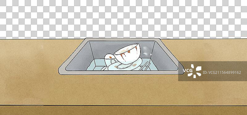 洗碗台卡通手绘图片素材