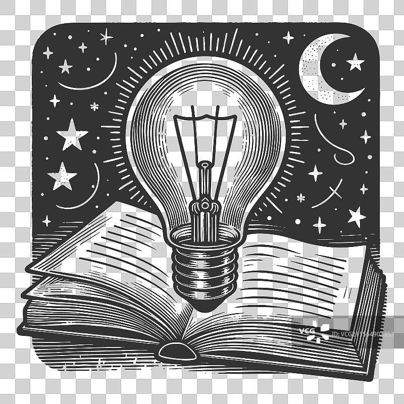 书本和灯泡象征着知识图片素材