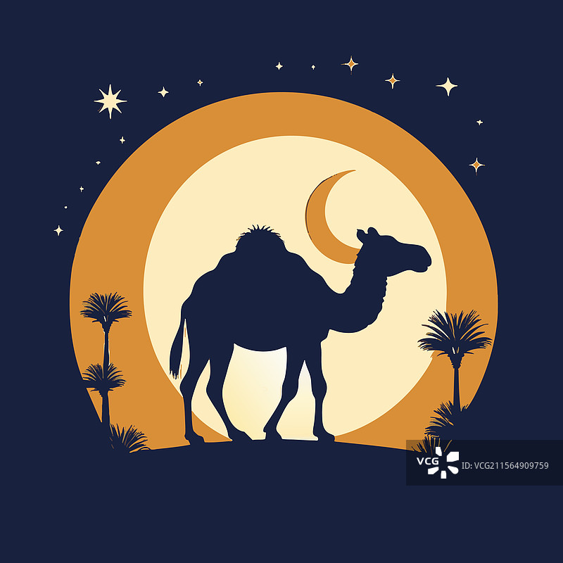 骆驼与新月图片素材