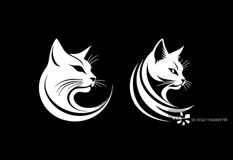 黑白猫咪标志图片素材