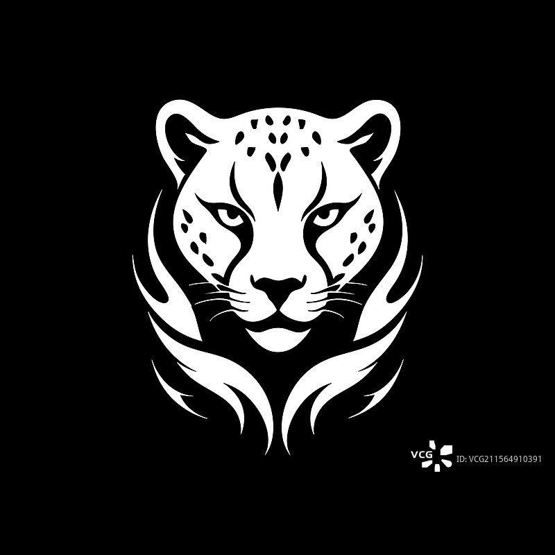 猎豹面孔与火焰标志概念图片素材