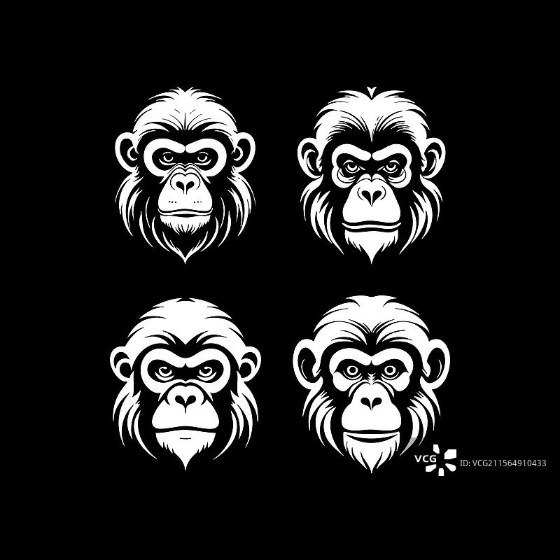 黑白色的猩猩标志图片素材