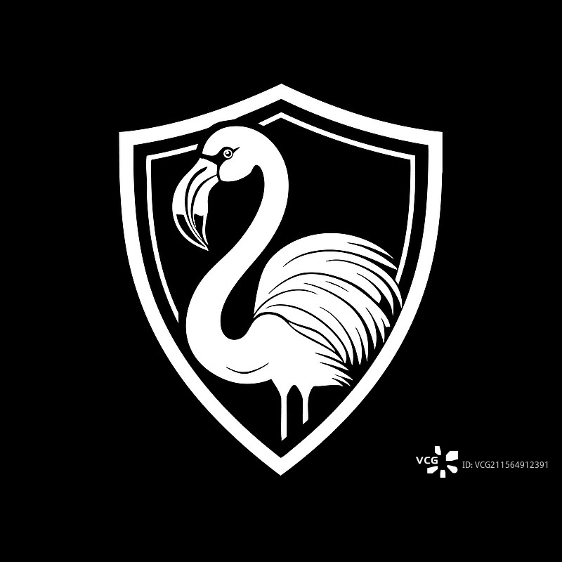 愤怒的火烈鸟在盾牌中图片素材