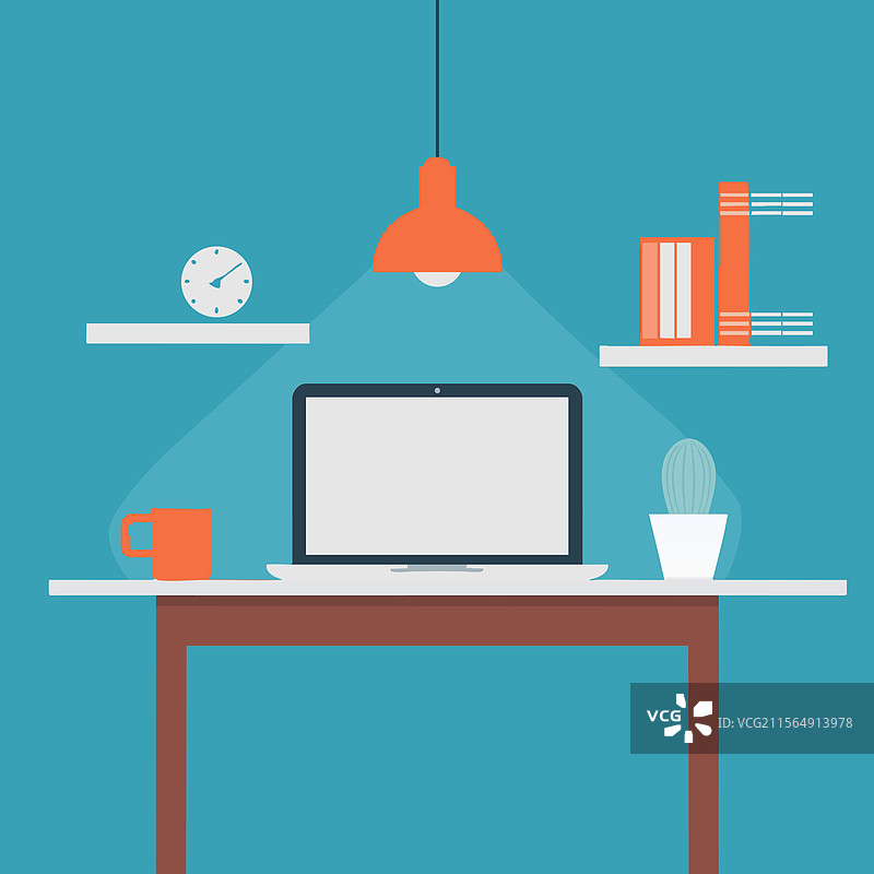 极简主义的工作桌与笔记本电脑图片素材