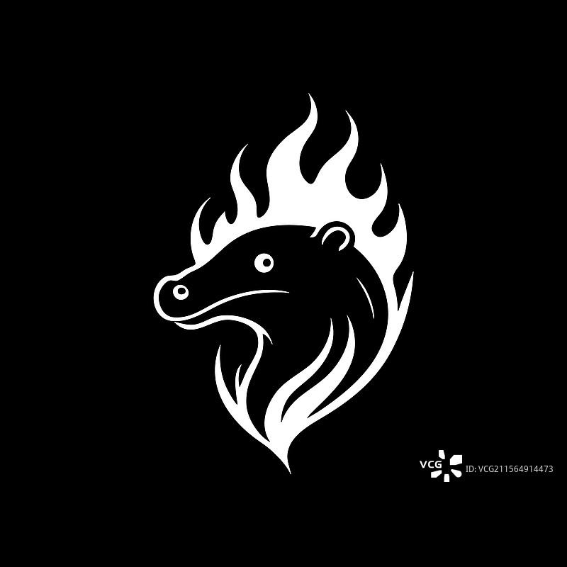 火焰标志概念的鸭嘴兽面孔图片素材