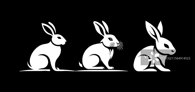 黑白兔子logo图片素材